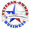 Logo of a veteran-owned business with a patriotic star and flag.