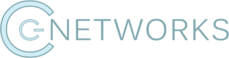CG Networks logo on black background.
