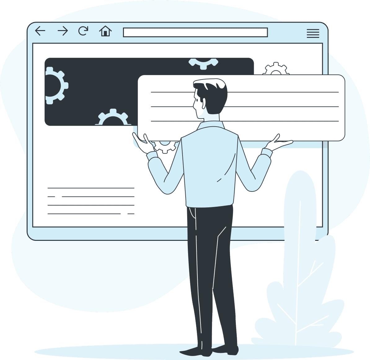 Person interacting with a large online search interface.