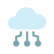 A cloud icon with three connected circuit lines extending downward.